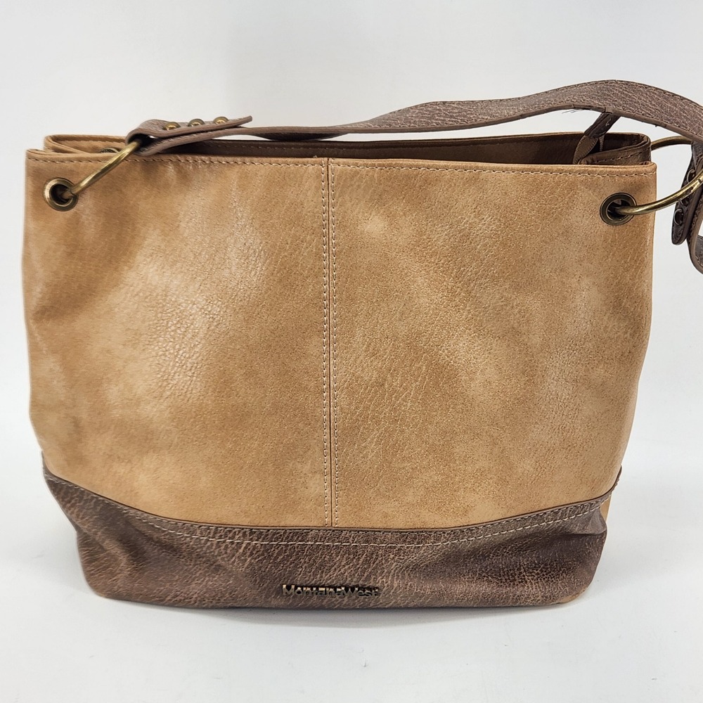 Montana West Shoulder Bag Brown Tan Faux Leather Western Purse 13 Inch